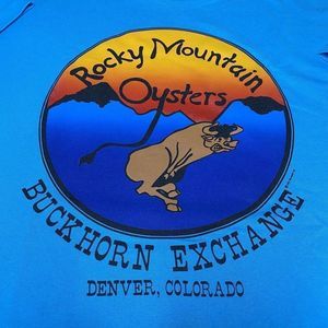 Rocky Mountain Oysters T Shirt Size XXL Vintage Denver Single Stitch Buckhorn